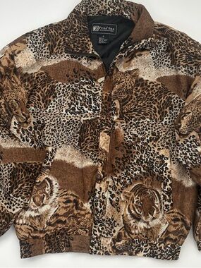 Vintage Silk Animal Print Jacket | Leopard Tiger Print Bomber | 100% Silk